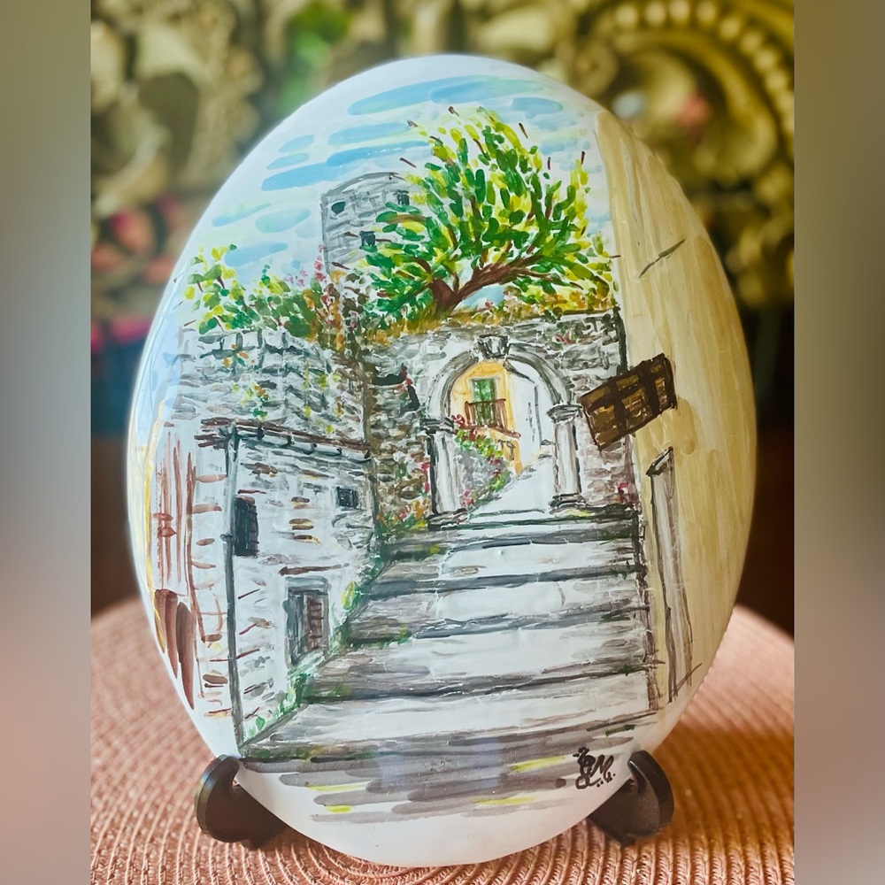 Italian Ceramic Oval Plaque. Hand Painted